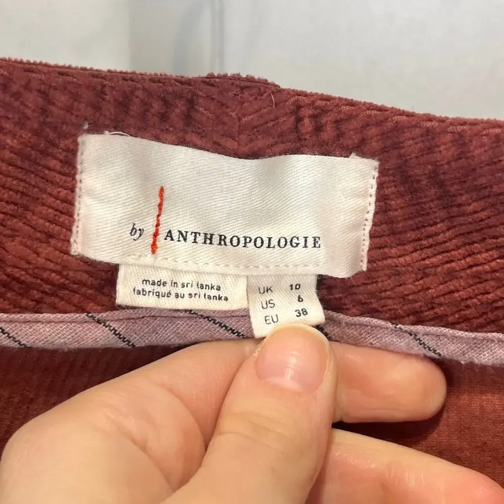 by ANTHROPOLOGIE The Richie Slim Corduroy Jogger Pants Rust Red Orange Size 6 - Picture 3 of 9